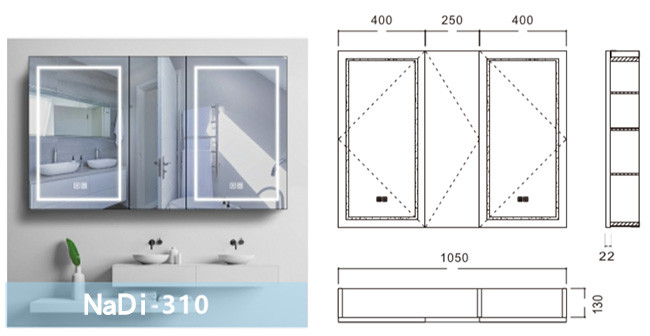 New Style Bathroom Mirror 800mm Aluminum Alloy Frame