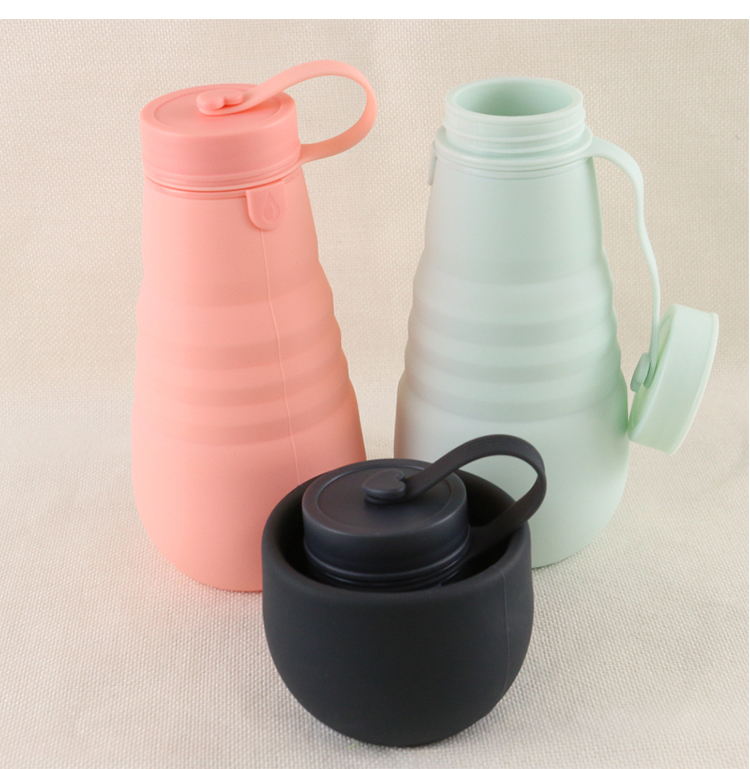 Leakproof Foldable Silicone Drinking Bottle BPA Free For Travel Camping