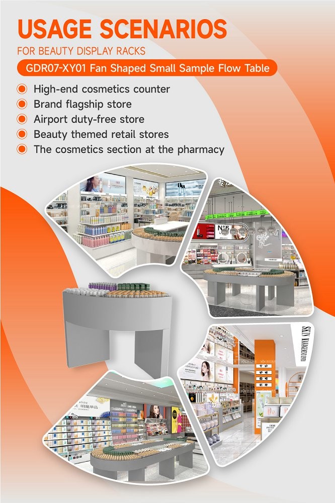 GDR07-XY01 Cosmetic Display Table with Transparent Acrylic Material and Adjustable Height for Trade Show Booth