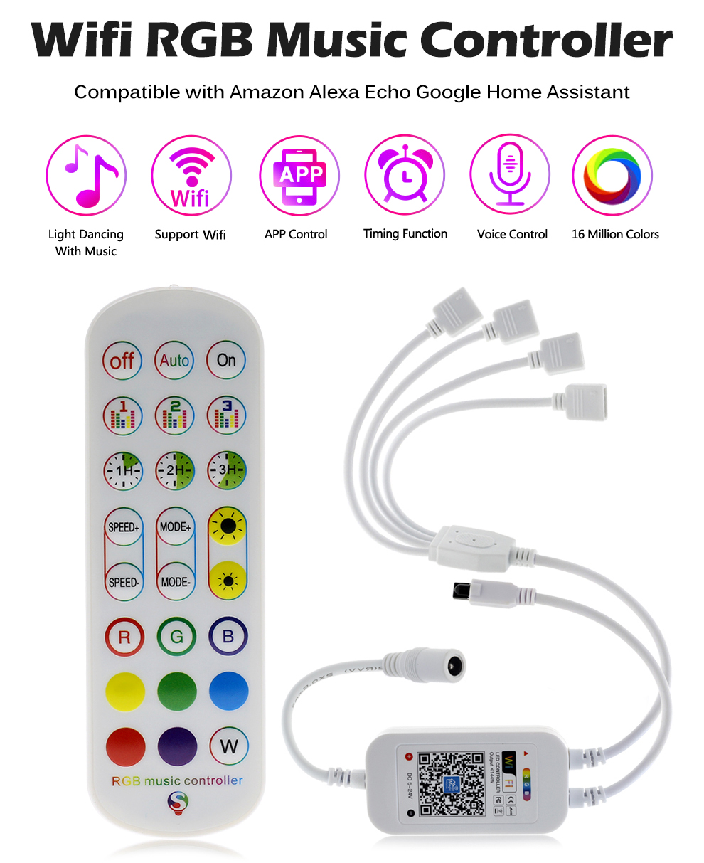 24 Keys LED Strip Smart Controller IR Remote Wifi Control For RGB Strip Light