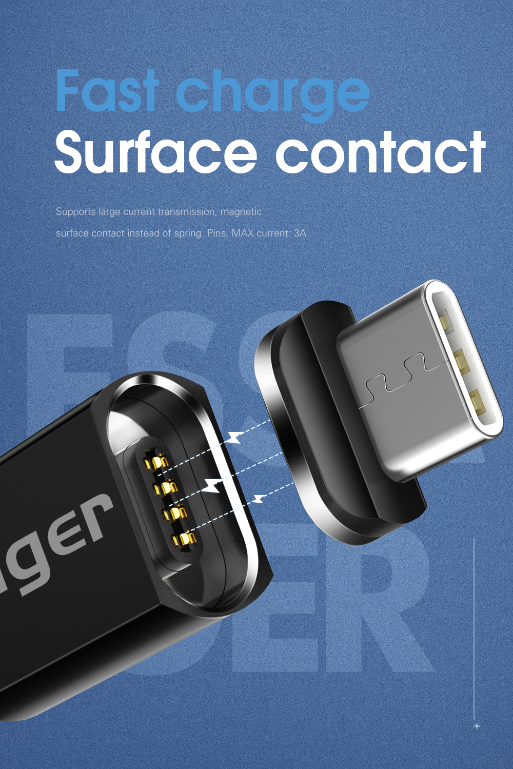 3A Magnetic Cables Fast Charging USB C Data Transfer Cable 3 in 1 1M 2M for Type C Devices
