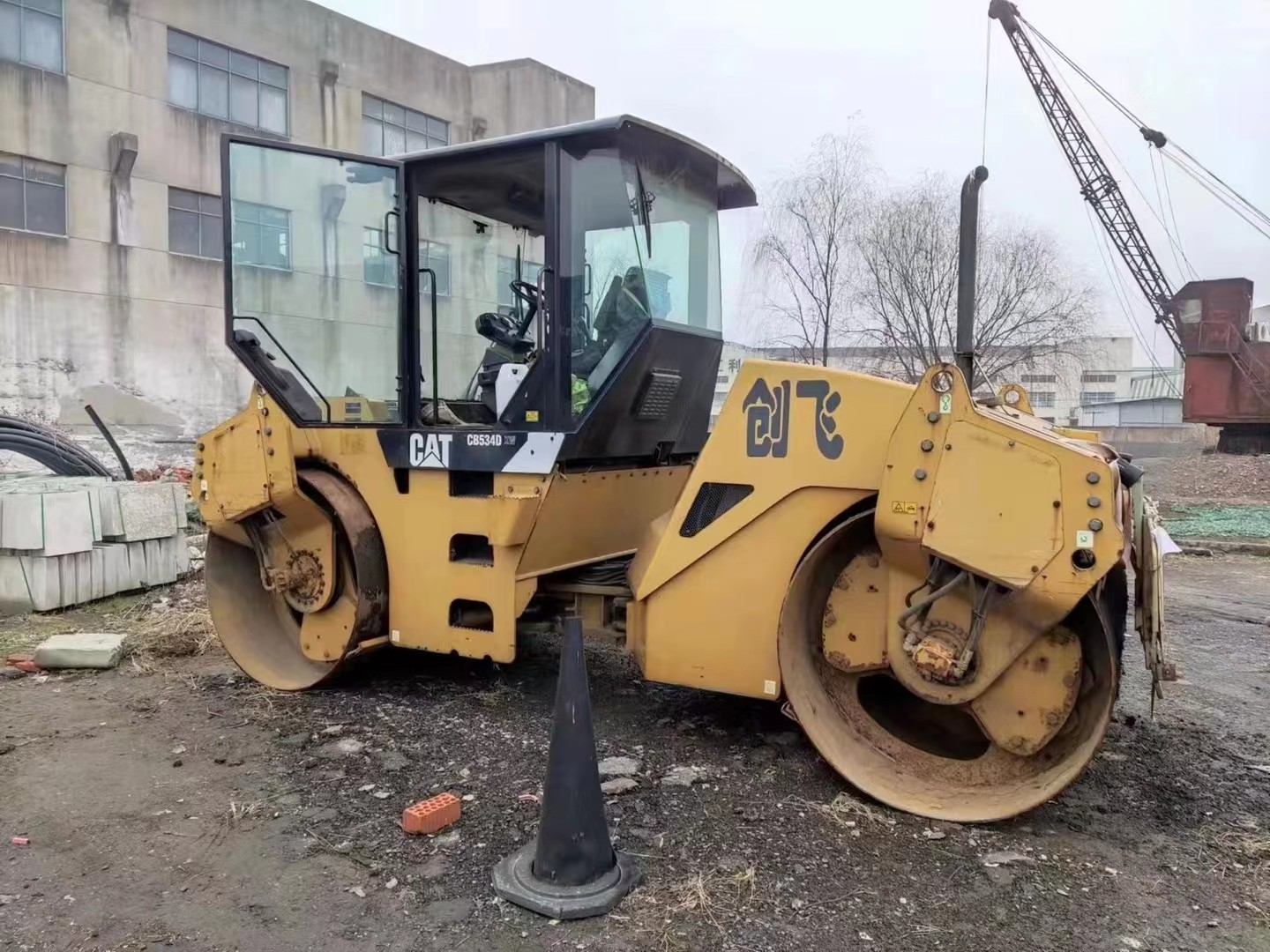 CB534D Tandem Double Drum Roller Compactor Caterpillar Used 12T