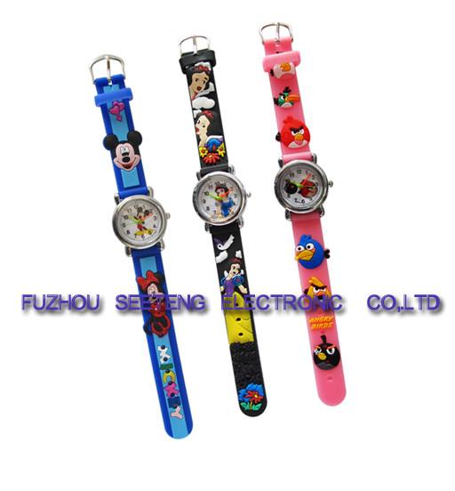 2017 Wholesale Multicolor Kids Watch Hot Silicone 3D Cartoon Boys & Girls Quartz