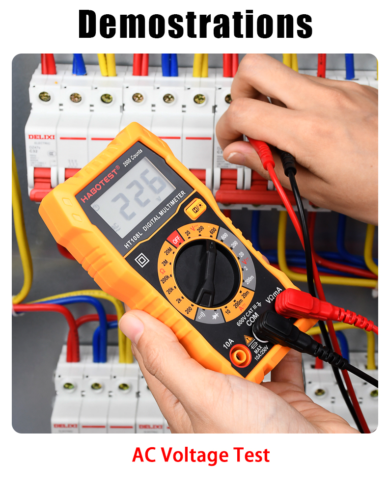 2000 Counts Handheld Digital Multimeter , 600V Portable Digital Multimeter