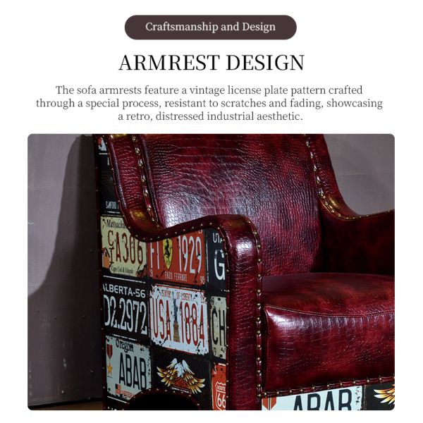 Nidea #8909 Punk Industrial Style Sofa Chair Retro License Plate Furniture for KTV Hotel Internet Cafe Bar Coffee Shop Bar