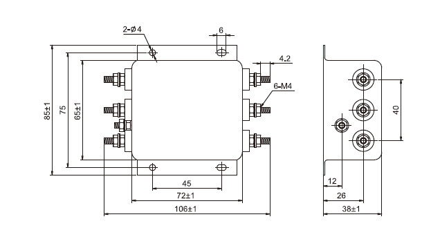 30MHz 3 Phase EMI Filter Surface Mount Low Pass EMC Noise Filter
