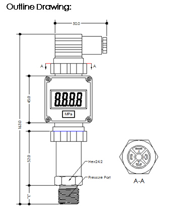 HPT-1 Digital Pressure Transmitter and Transducers with 4-20mA output indoor application