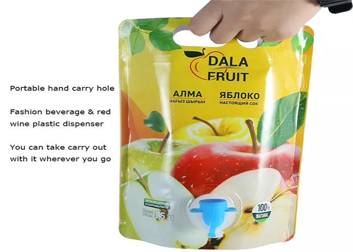 Aluminum Foil Drink Juice Pouch With Spout , 1.5L 3L 5L Wine Liquid Bib Bag In Box