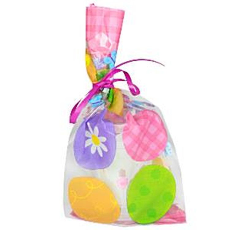 Happy Easter Party Favor Basket Gift Wrap Treat Bags Easter Bunny Eggs Basket Plastic Bags