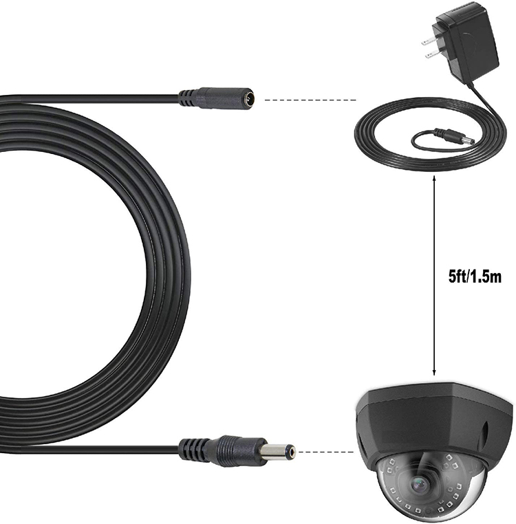 CUSTOM 1m Male to Female Male to Male 2.1x5.5 mm DC Power Extension Cable