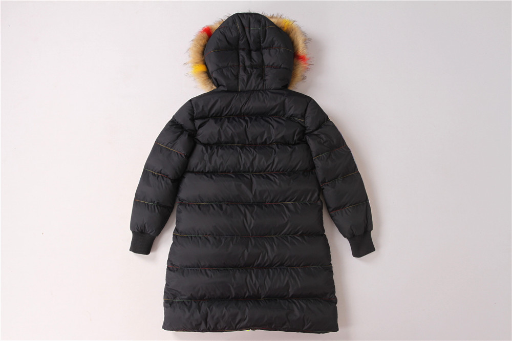 Junior Girls longline coats, Children's longline jacket, Hood Fur, Rainbow zipper