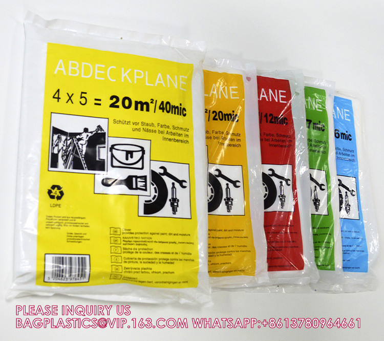 Drop Cloth Painting, Plastic Tarps Furniture Cover, Protective Cover, Dust Cover, Machine Cover, plastic sheet