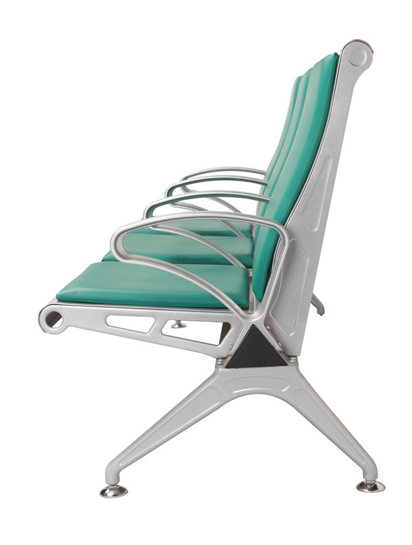 Green PU Leather SS201 Steel Airport Chair / Salon Waiting Room Chairs