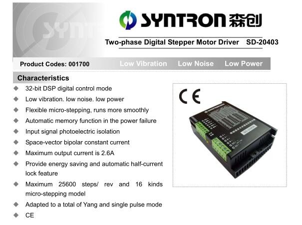 Good quality Syntron Two-phase Digital Stepper Motor Driver SD-20403