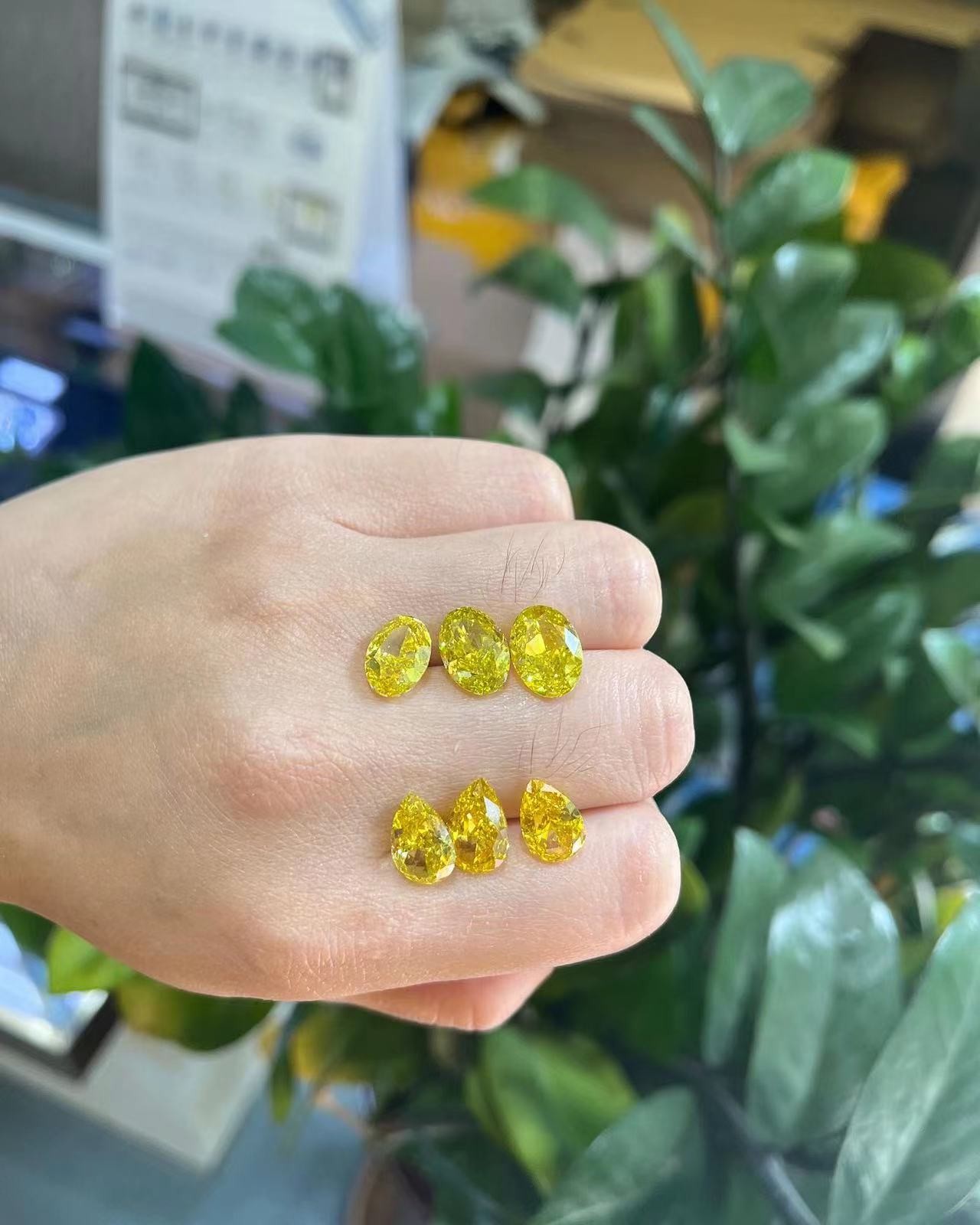 Pear Shaped lab made yellow diamonds Laser Drilling Jewelry Decorations