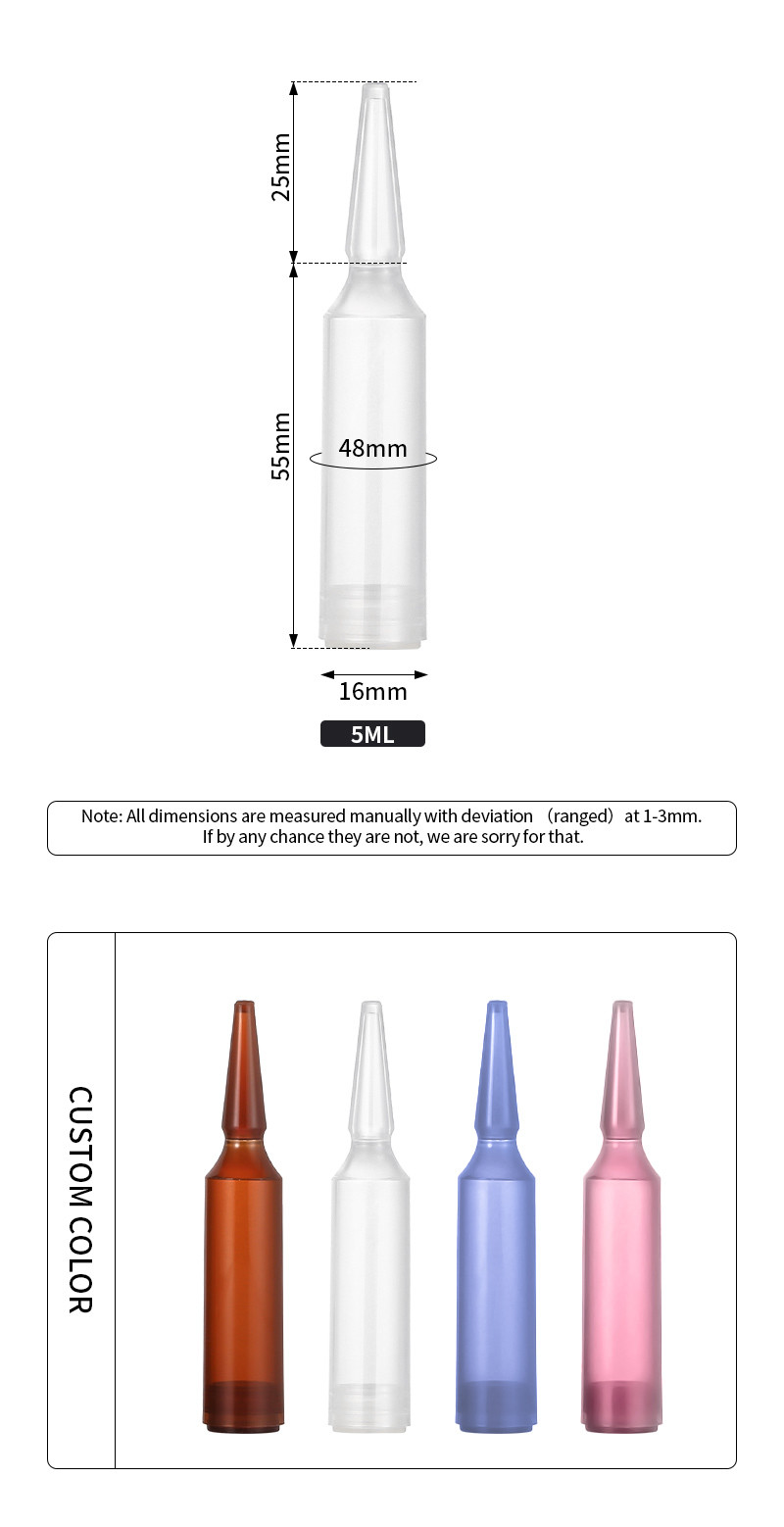 Serum Plastic Ampoule Packaging , Small Empty Lotion Bottles 16mm Diameter
