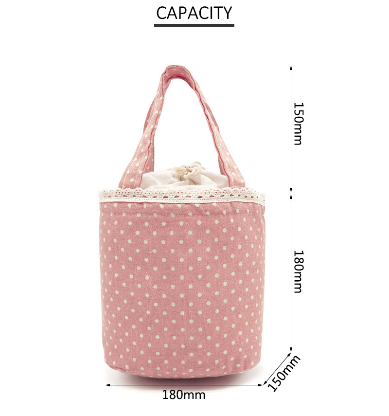 Round Folding H18Cm Thermal Insulated Lunch Bag
