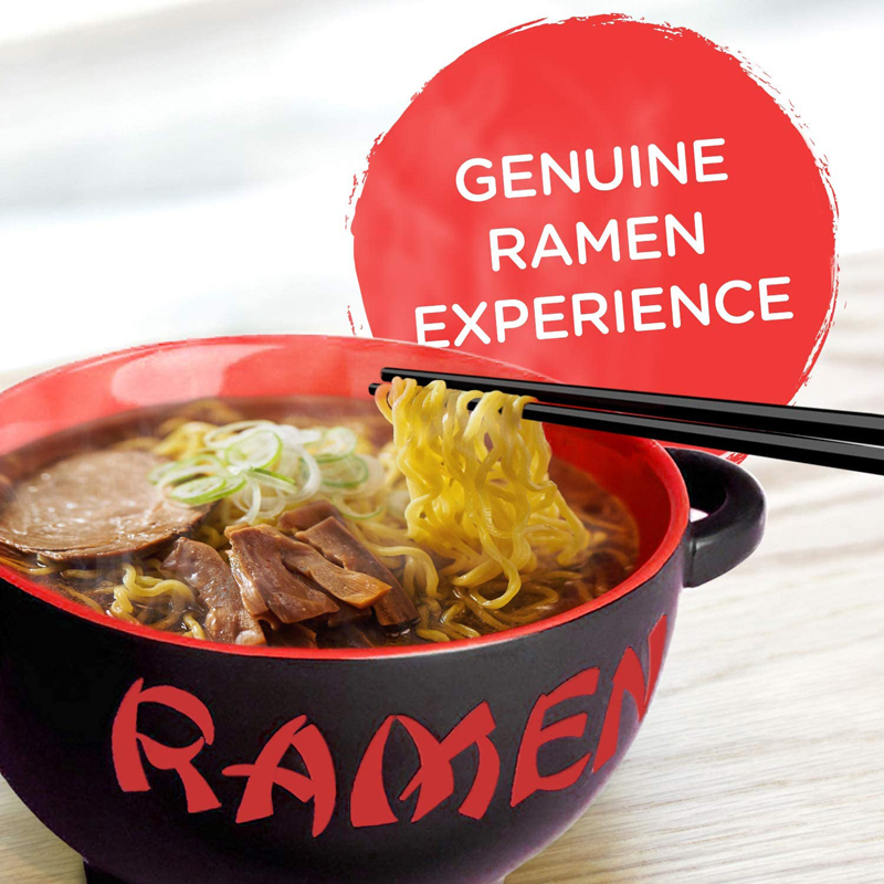 Custom Printed Ceramic Ramen Bowl Set For Soup Noodle Round Shape