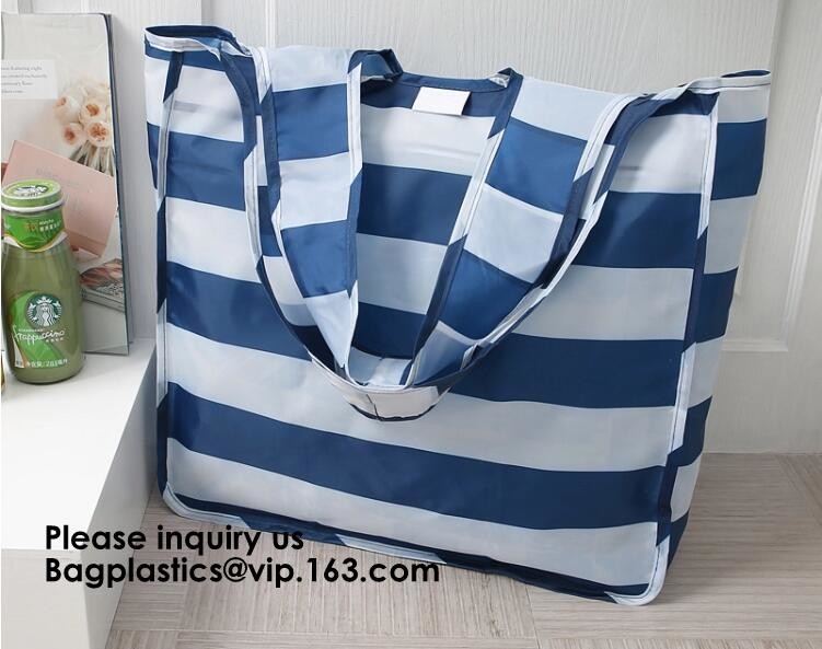 Printing Logo Polyester Handled Foldable Tote Bag With Snap Closure Foldable Bag Pocket Folding Nylon Shopping Bag