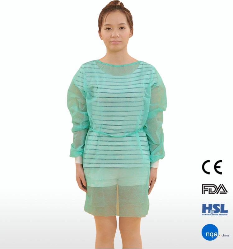 Factory price single use non woven isolation gown with knitted cuff