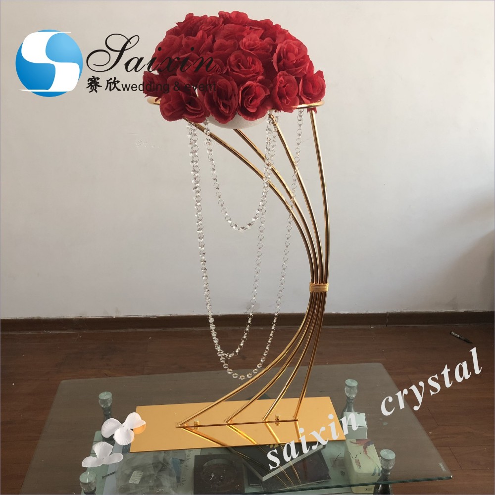 ZT-471 Saixin new wedding centerpieces Grey color crystal candlestick