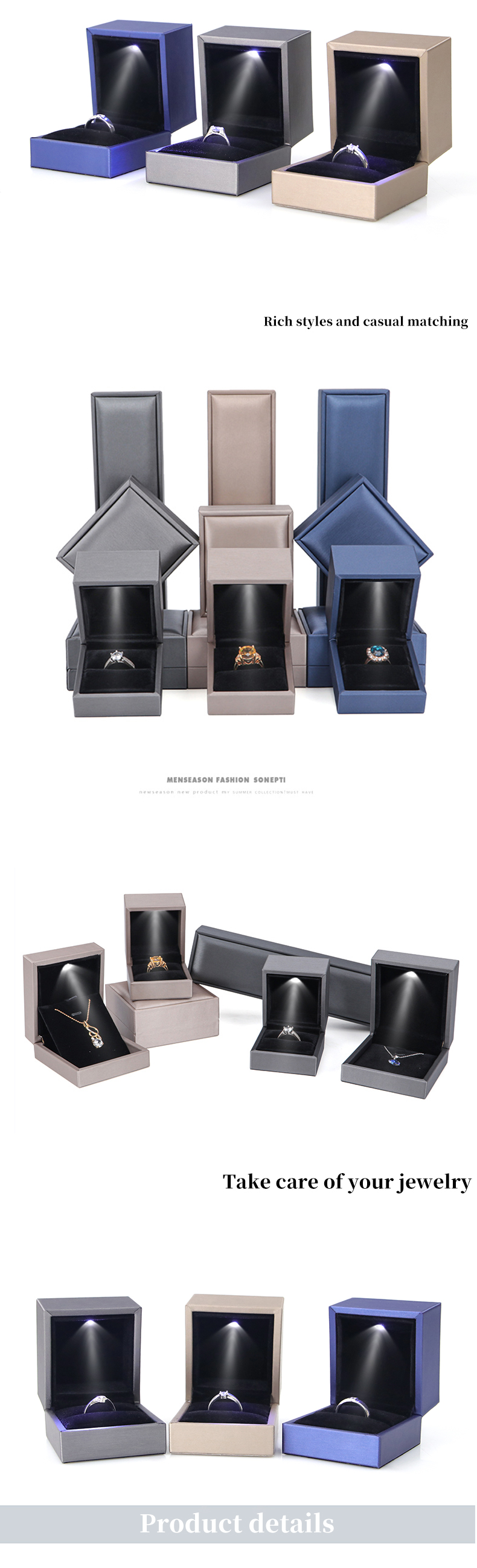 Customized Hanhong Logo LED Jewelry Box for Luxury Faux Leather Personalized Packaging