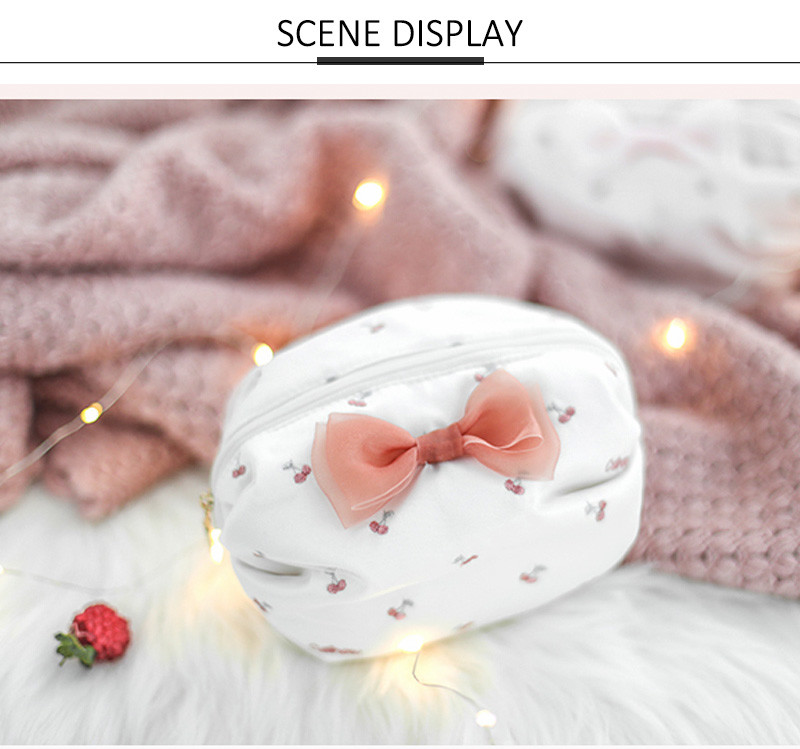 New Arrival Mini Customizable Embroidery Zipper Cosmetic Bag With Bow