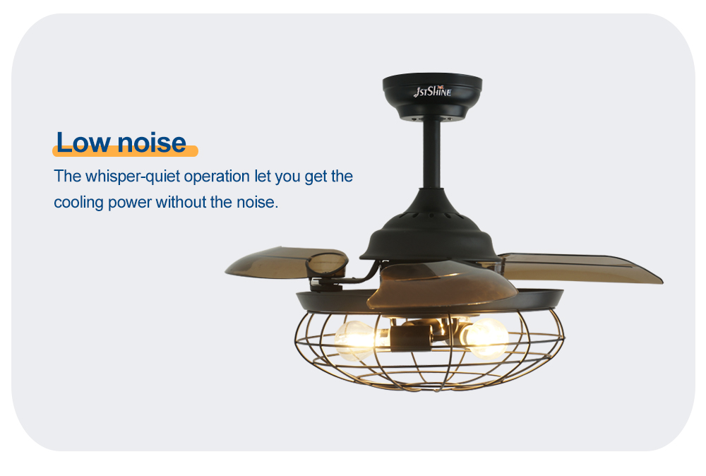 Lower Noise 1stshine Decorative Retractable Ceiling Fan with Remote Control and Light