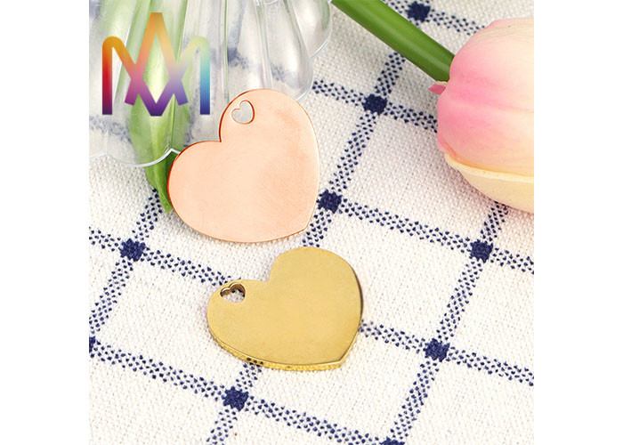 22X26mm No Tarnish Heart Shape Engraved Charm Tags