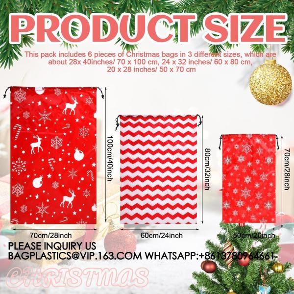 Drawstring Christmas Gift Bags Reusable Xmas Wrapping Bags Giant Christmas Sacks