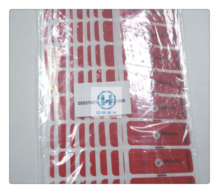 Red Against Burglar Magnetic Security Labels With Anti - Magnet Impact
