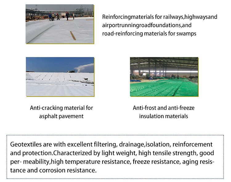 150g 300g Non woven PP Continuous Filament Geotextile for Foundation Construction