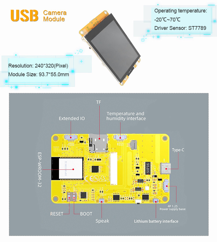3.2 Inch Color Screen ESP32 Cam Camera Module ESP 32 Camera Development Board