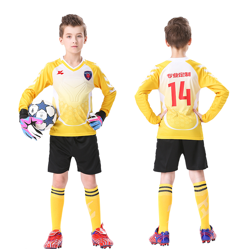 Football goalkeeper uniform Children's anti-collision goalkeeper suit Customized set boys' thickened primary school jersey