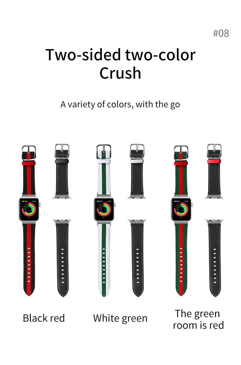 OEM ODM Double Sided Band Leather Watchband for Apple Watch Band 38 40 41 42 44 45mm Strap
