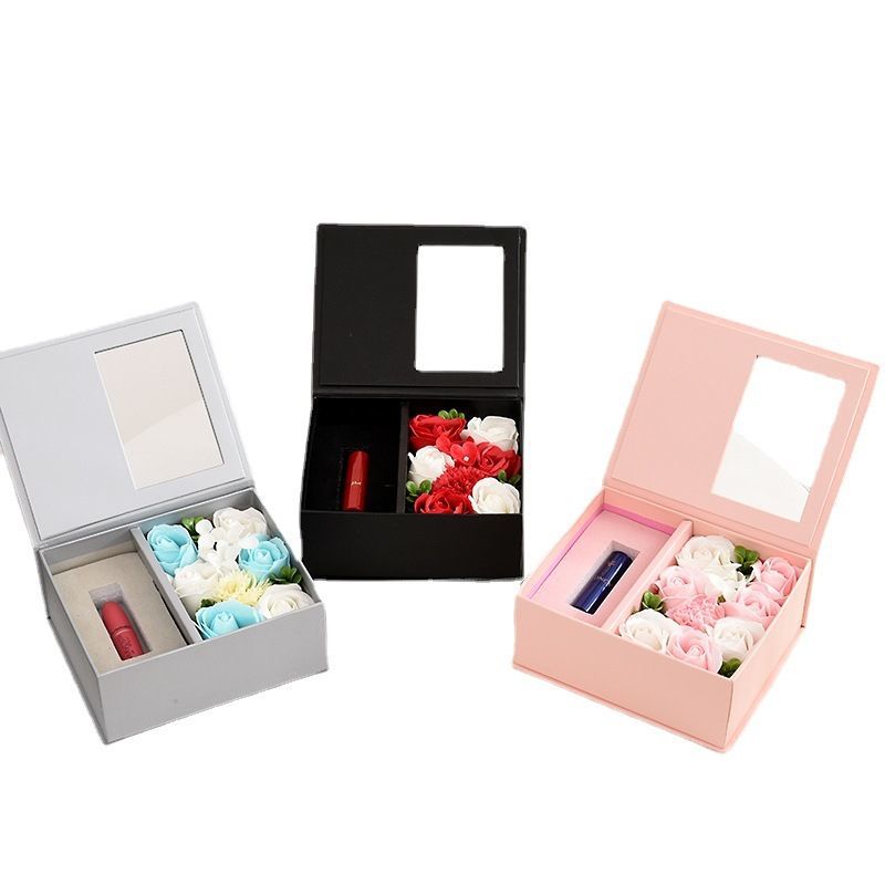 Elegant Black Color Custom Logo Printing Rigid Cardboard Jewelry Flower Gift Packaging Box