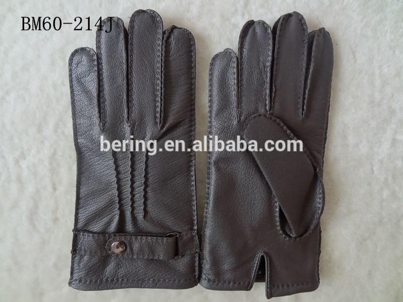 Genuine Wool Lined Mens Soft Leather Gloves Deer Skin Mens Leather Gloves