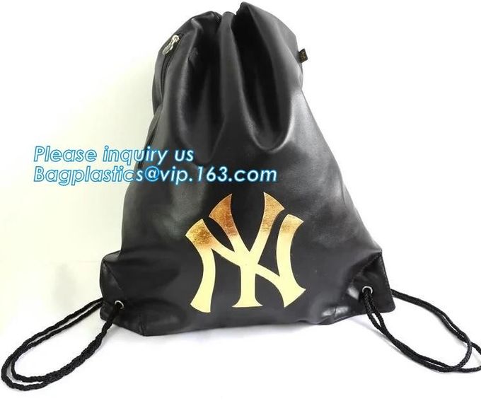 Custom Printed PU Leather Waterproof Drawstring Bag, Cheap Black PU Leather Drawstring Pouch Bag Jewelry Pouch PU drawst