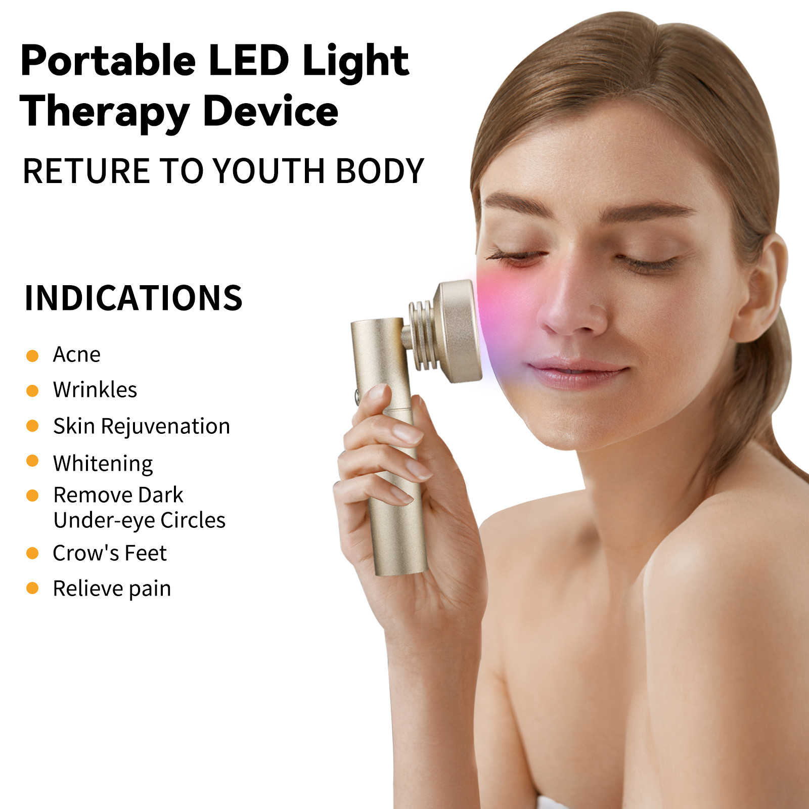 Handheld 460nm 630nm 850nm LED Therapy Lamp for Skin Rejuvenation / Pain Relief