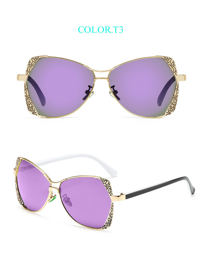 Retro Engraving 143MM Metal Frame Custom Polarized Sunglasses UV400