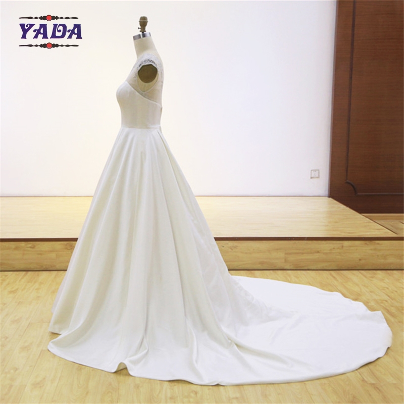 Elegant screen cloth embroidery satin floor-length a-line sweetheart pattern wedding gown bridal dress