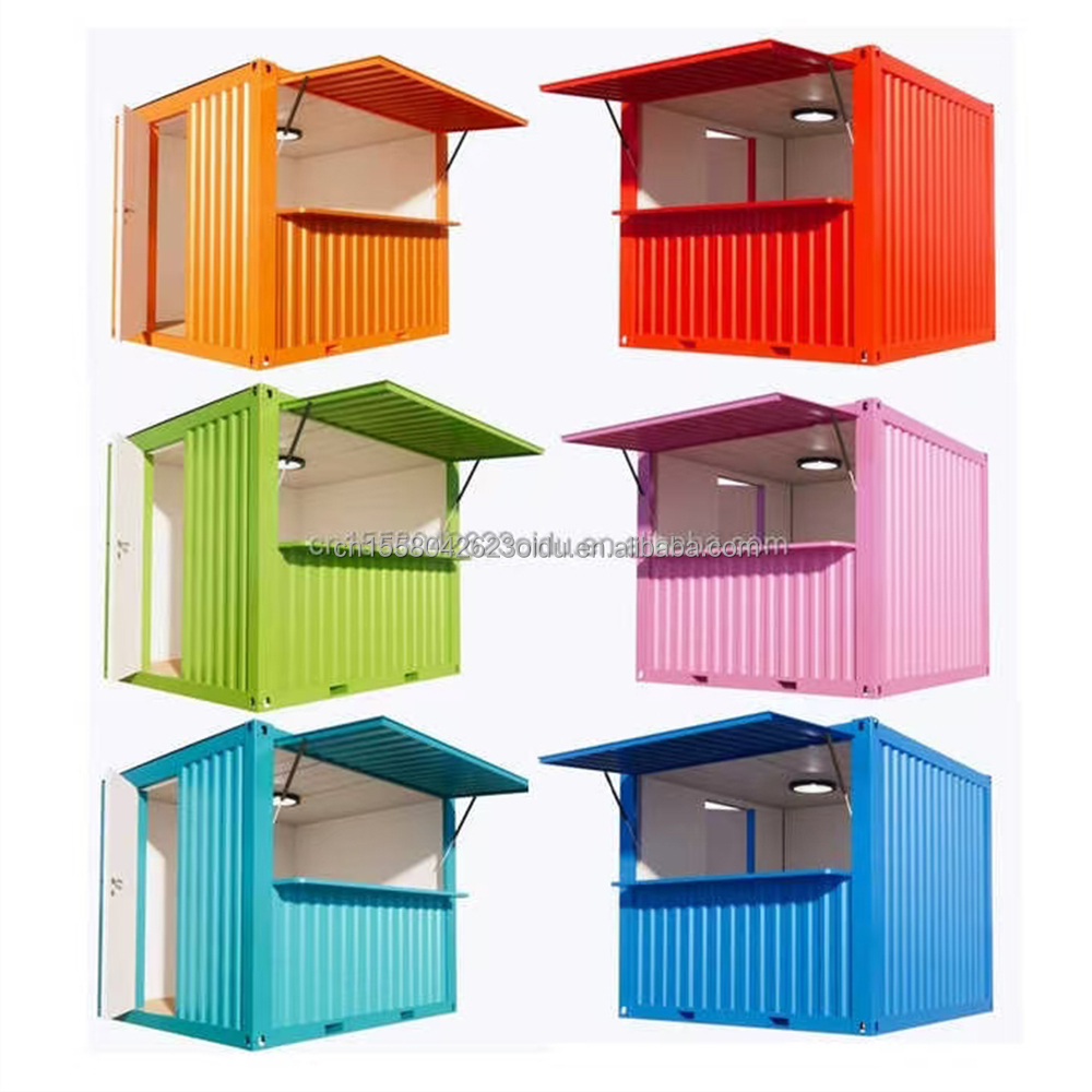 Aluminum Alloy Windows Container Coffee Bar 10ft 20ft Fast Food Mini Pop-up Shop with Wall 50/75/100mm Wave Sandwich Panel