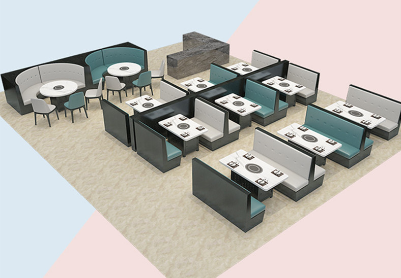 Custom Commercial Booth Seating For Restaurant Contour Arc Shaped 120x60x150cm