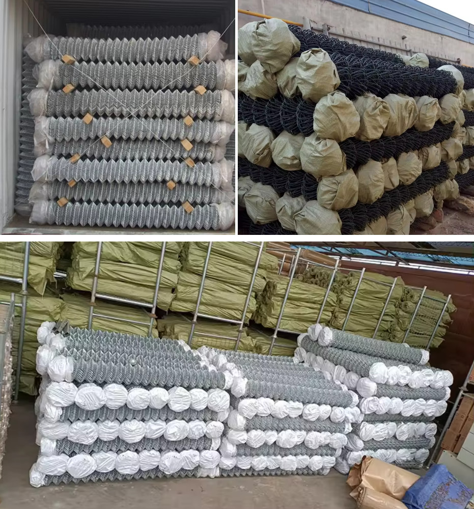 Anti Rusted Metal Chain Link Mesh With Pvc Coating And Barbed Wire For Secure Gates