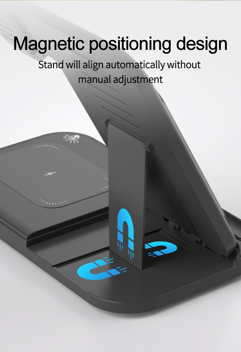 15W Fast Charging Multifunction 3 In 1 Foldable Wireless Charger Stand For Iphone 15 14 13 11 Pro Max