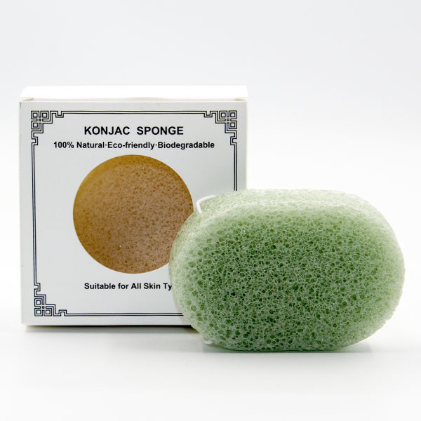 Sensitive Skin Washable Green Tea Konjac Sponge Exfoliator Face Wash Facial Cleanser