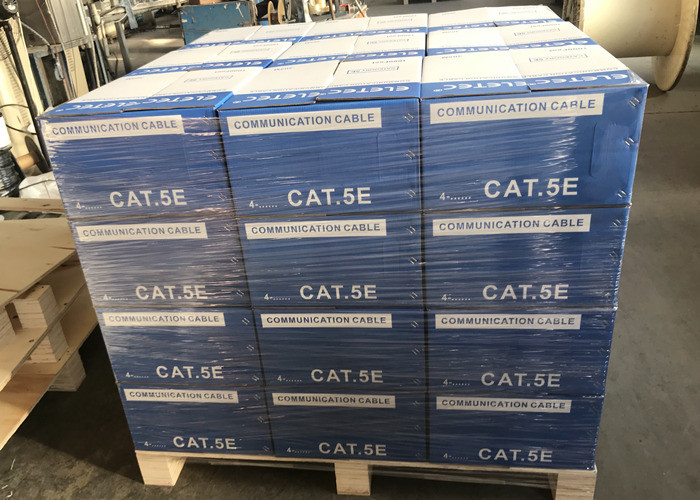 24AWG 4 Pairs Bare Copper Solid BC Bulk CAT5E Cable Indoor Blue PVC Twisted Wire