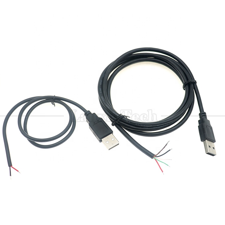 Custom Shield USB 2.0 A Male to Stripped Wires Open End Pigtail Cable