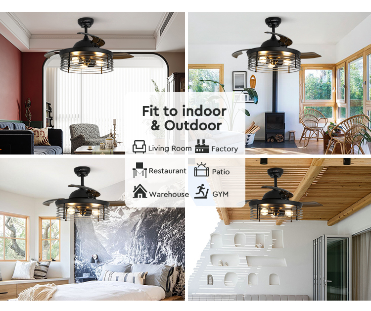 20" 1stshine Bedroom Ceiling Fan with Remote Control and LED Light Kit Hidden Blades