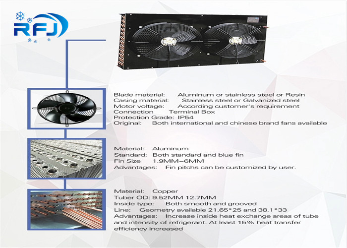 Industrial Air Cooled Refrigeration Condenser Heat Exchanger FNH-9.5 3.2KW 7000m3/h